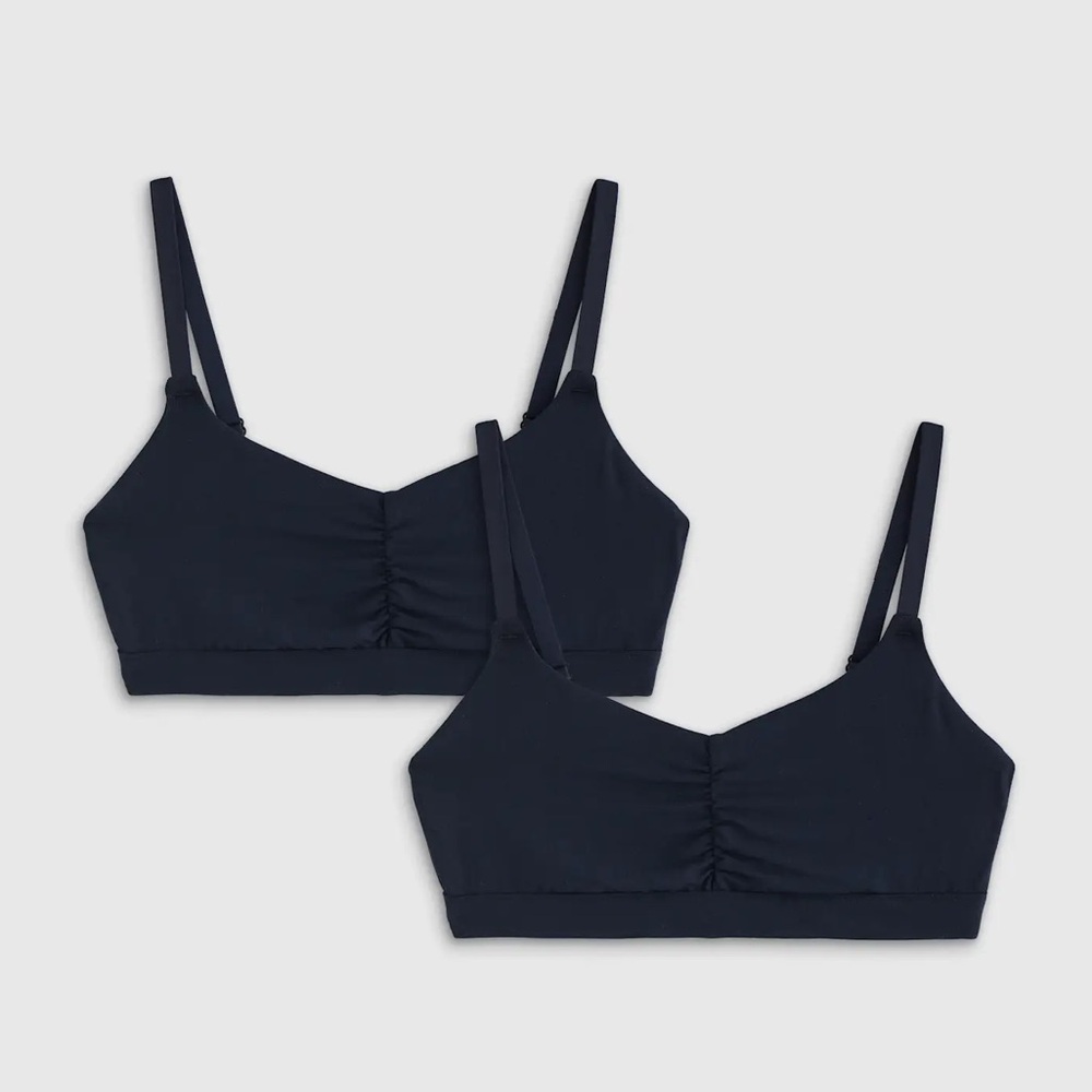 NWOT Quince Navy Blue Micromodal Ruched Bralette (2-pack) Sz M Adjustable - Picture 2 of 8